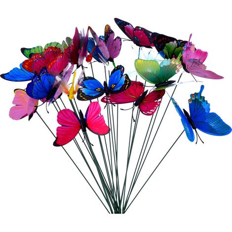 Lot de Piquets de Jardin Papillons et Libellules Décoratifs pour Extérieur Ornements de Plantes et Fleurs Décoration de Cour et Pelouse
