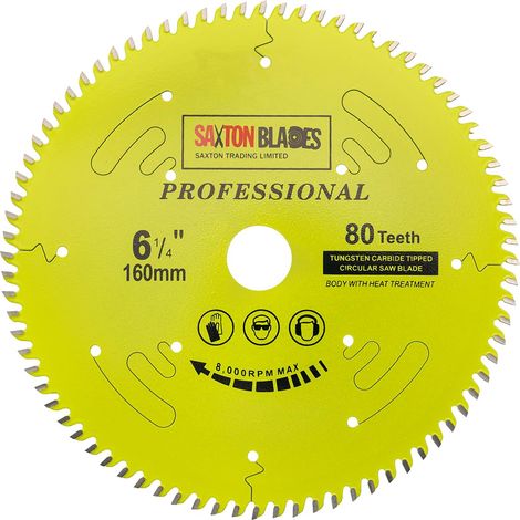 Saxton TCT16080TPRO gamme professionnelle TCT circulaire Blade 160 mm x 80 dents x 20 mm alésage, 16 mm bague (1/5)