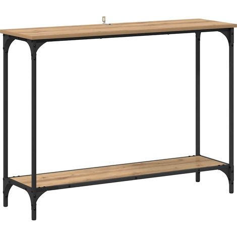 Table console,Table d'appoint,Bout de canapé,Meuble d'entrée avec étagère chêne artisanal 101 x 30.5 x 75 cm