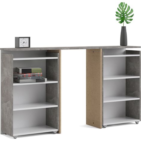 Nada Kopfteil mit Aufbewahrung 140 cm, beton dekor,weiss hochglanz. (1/5)