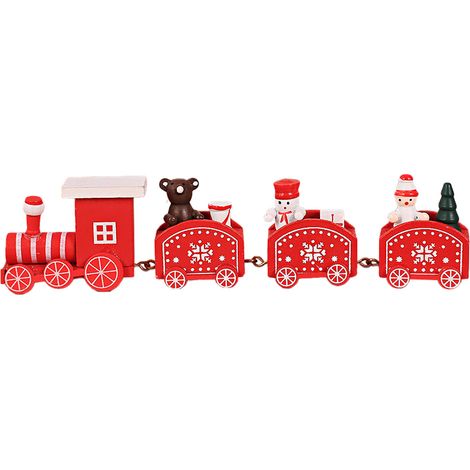 Train De Noël En Bois - Décoration De Table Pour Fêtes - Motif Imprimé Clair - Pour Intérieur - Lot De 1 (1/5)