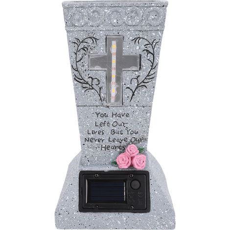 Vase funéraire solaire en résine avec piquet de sol LED et système de drainage réglable pour fleurs (1/5)