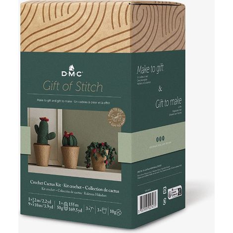 Collection de Cactus, kit crochet complet - Dimensions env. 8cm de diamètre Niveau intermédaire Idéal comme cadeau de pendaison de crémaillère (1/5)
