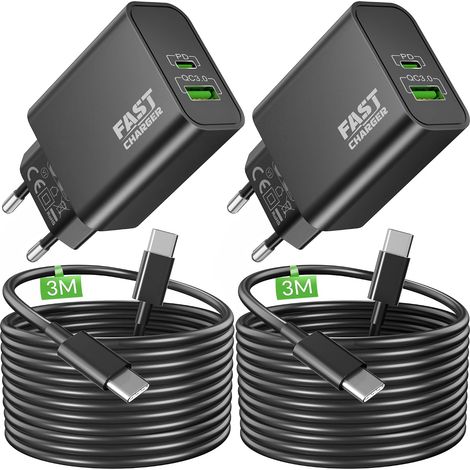 40W Chargeur Rapide USB C + 3M Long USBC Câble pour S25 S26  PD-40W QC-30W Chargeur Prise Secteur Adaptateur pour S24 S23 S22 Ultra 5G FE, A57 A56 A55 A54 A53 A35 A15, Note 20 10 (1/5)