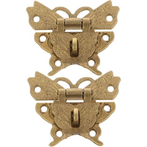 Lot de 2 loquets à moraillon antiques pour coffret à bijoux ou armoire, verrou en métal durable avec système de verrouillage sécurisé. (1/5)