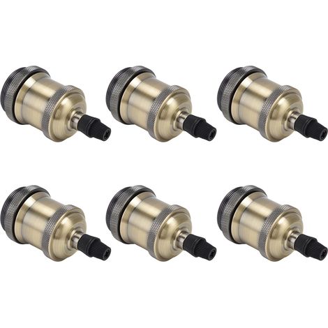 Lot de 6 douilles à vis E26/E27 en métal, accessoires pour éclairage rétro avec mise à la terre, coque en aluminium, bronze bleu (1/5)