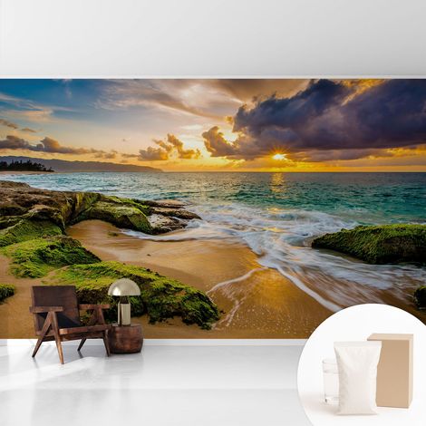 Papier peint intissé avec imprimé installation simple qualité excellente sans désordre - Colle incluse gratuite Harmonie marine 416x254 cm (1/5)