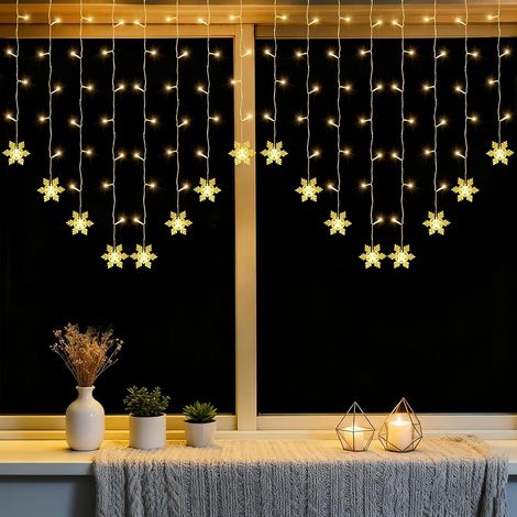 Guirlandes lumineuses Noël Extérieur, Rideau Lumineux Extérieure et Intérieur 3m x 2 m, 8 Modes Étanche Guirlande Rideau Lumineuse pour Noël Décor Mural Fenêtre Mariage Fête Anniversaire