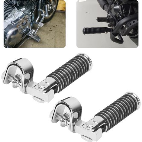 Paire de repose-pieds pour moto, fixation pour barre de crash 1 pouce, compatible Honda, argenté (1/5)