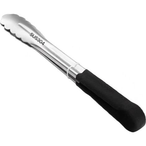 Pinces de table, pinces de cuisine, pinces alimentaires, pinces à griller, pinces de cuisson, pinces à salade, acier inoxydable, noir, 23,5 cm (1/5)