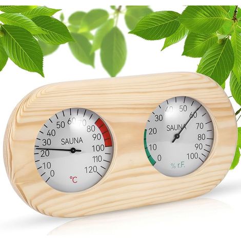 Thermomètre de sauna, hygromètre, en bois, 2 en 1, numérique, pour sauna, hammam, atelier, entrepôt, école, marché (1/5)