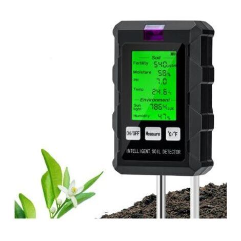 NALOOKAMIC Noir,Testeur de pH du Sol 6 en 1, Testeur pour Humidité/Fertilité/pH/Température/Lumière/Humidité Ambiante (1/5)