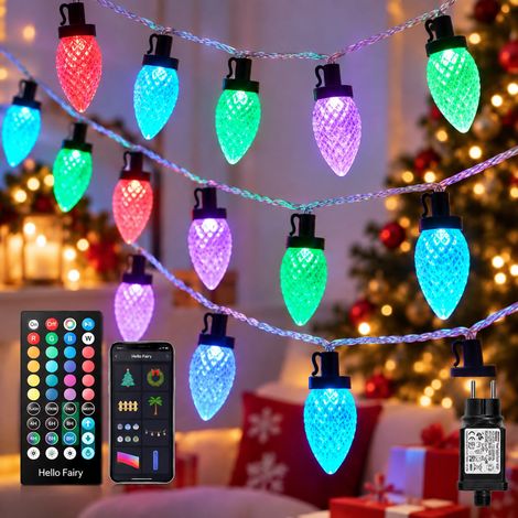 Catena Luminosa RGB 100 LED Pigna effetto cristallo 25 Metri con App Bluetooth Telecomando Timer IP44 Luci Natale Interno Esterno (1/5)