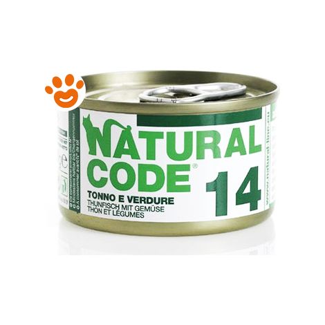 Natural Code Gatto Adulto, in Lattina 85gr 14 Tonno e Verdure