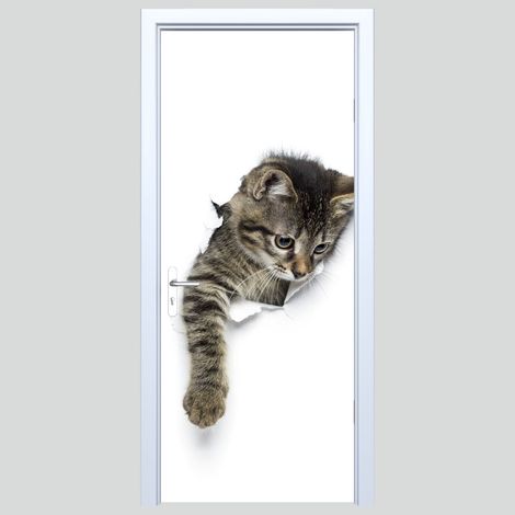 Adhesivo de tela para puerta con diseño de gatito pequeño 219PD