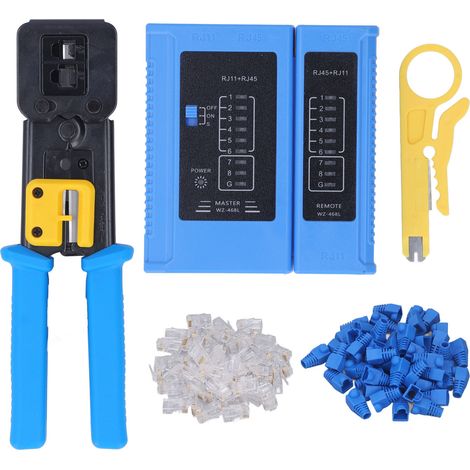 Kit d'outils de sertissage RJ45 CAT6 6P8P, cliquet traversant, pince pour câble réseau, outils de sertissage à tête de cristal (1/5)