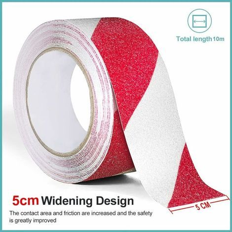 Rutschfestes Klebeband, selbstklebende Antirutschstreifen für Treppen und Stufen, festes Antirutschband, schwarz (5 cm x 10 m, rot und weiß), einteilig (1/5)