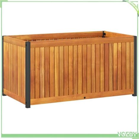 Jardinière - FAFEICY - 367611 - Bois d'acacia massif - Cadre acier enduit de poudre - 85x45x44 cm (1/5)