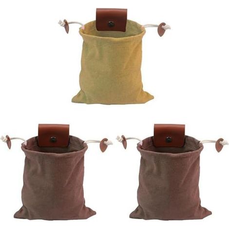 3 Ensemble de Pochette de recherche de nourriture PU Portable Mini cordon sac poche Camping chasse cadeaux pour taille ceinture pantalon (1/5)