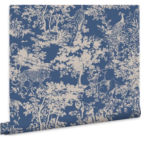 Joules Vliestapete Animal Forest Blau 10mx52cm