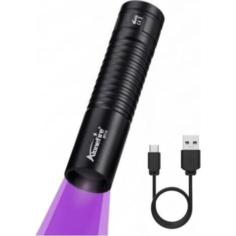 SV114 3W UV LED Torch 365nm Small Type C USB Rechargeable Ultraviolet Lamp Black Light Urine Detector for Resin, Fishing, Scorpion, Minerals, Amber with Built-in Battery