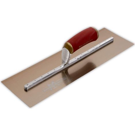 Frattazzo con lama dorata Lisciatrice Marshalltown PermaShape "Broken-in", Frattazzo con lama dorata, manico Durasoft, acciaio inox, dimensioni: 406x127 mm