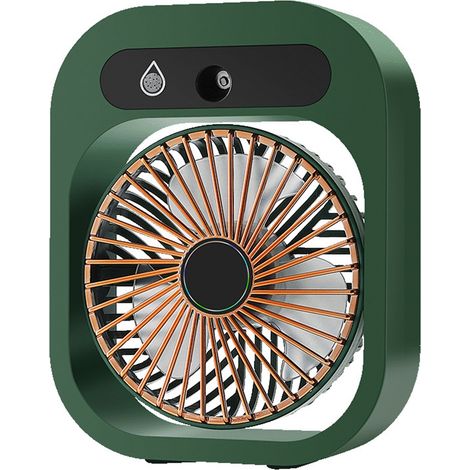 Wiederaufladbarer USB-Tischventilator, 3 Windstufen, Turbinenflügel, leise und kompakt, grüne Farbe (1/5)