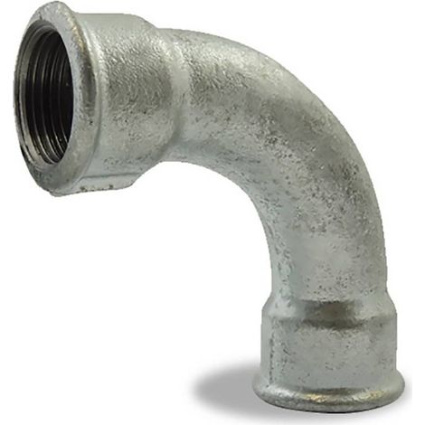 Courbe à grand rayon à 90° femelle femelle, galvanisée, en fonte malléable 2''1/2 (1/2)