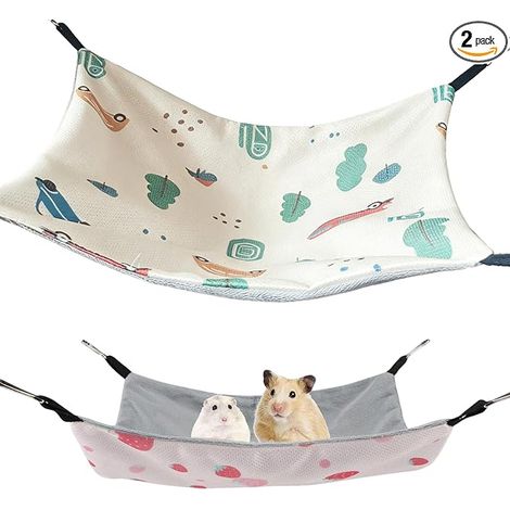 Pet Hammock Green and Pink Rat Accessories Cage Reversible All Seasons Style Breathable Suitable for Guinea Pigs, Flying Squirrels Ferrets (Green and Pink) (1/3)