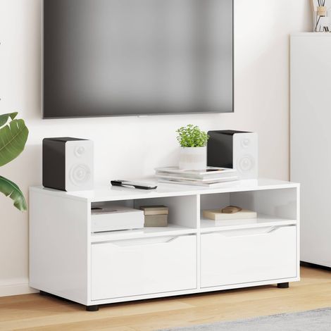 vidaXL TV Cabinet 100 x 48 x 43 cm High Gloss White Engineered Wood (1/5)