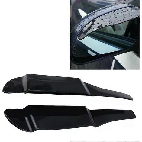 Déflecteur de pluie universel en caoutchouc pour rétroviseur - Lot de 2, noir (1/5)