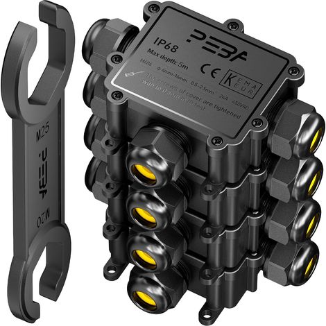 Boîte dérivation étanche extérieur IP68, Connecteur étanche à 3 Voies pour câble de 4-14 mm de diamètre, pour jardin et câble souterrain, 4 pièces (1/5)