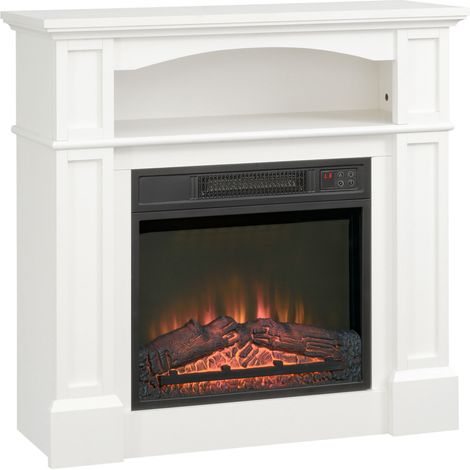 Homcom – Cheminée électrique 1800W – Effet flammes LED 3D – Minuterie et température réglables – Télécommande fournie – Couverture 30 m²