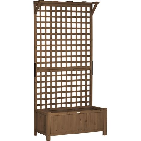 Fioriera da Giardino con Traliccio per Piante Rampicanti 90x45x183 cm in Legno di Abete Marrone (1/5)