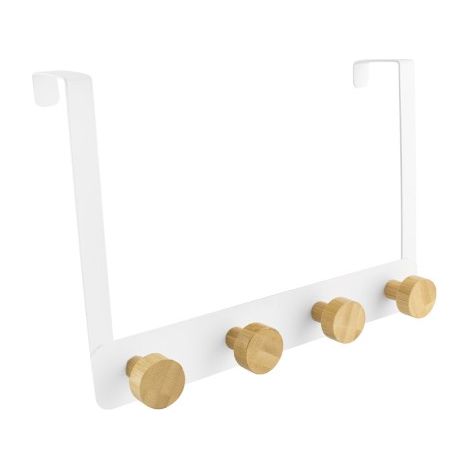 Multipercha Puerta Lauxa Home 4 Colgadores Blanco/Roble 26.5cm  Resistencia 10kg (1/5)