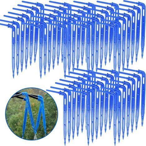 100 Pieces Blue Elbow Arrow Drippers, 3/5" Flexing Pipe Drip Emitter for Garden Pots, Irrigation, and Greenhouse Watering Tools (1/5)
