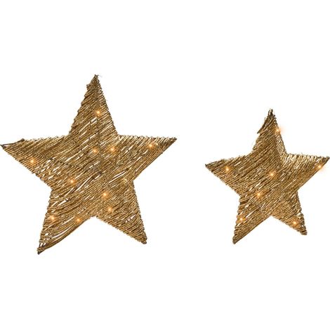 Set of 2 Christmas Decorations LED HAMPEN Star 24/30 cm Gold (1/5)