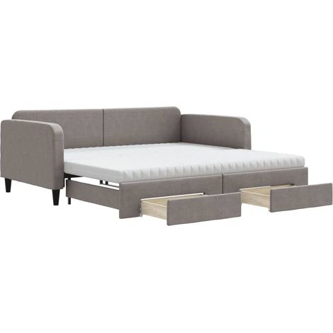 Maison Exclusive - Tagesbett Ausziehbar mit Schubladen Taupe 100x