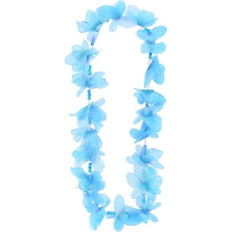 Collier hawaïen HAWAÏ Papillons bleus Aloha
