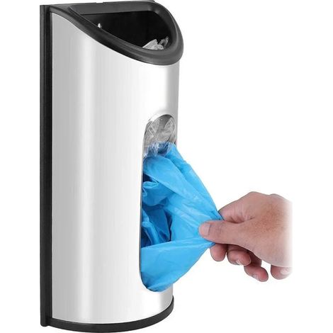 Porte-sacs Épicerie - Distributeur Mural Pour Sacs Plastiques - En Acier Inoxydable - Capacité 18 Sacs - Fixation Murale Ou Intérieure D'armoire - 1 Pièce (1/5)