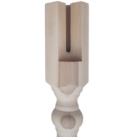Gamba tavolo in legno di faggio 1 pezzo grezzo mm ø 70 x h 750 mod forma dimensione disponibile: con scasso e vitoni