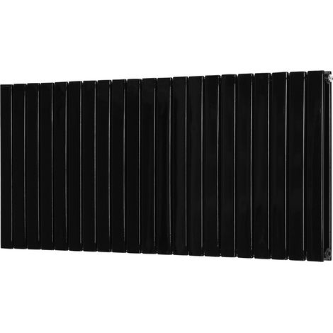 Warmehaus Flat Panel Black Radiator Horizontal Double 600x1428mm