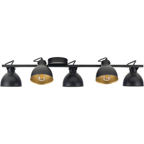 Plafonnier spot loft noir/or 5xE27 orientable Mars