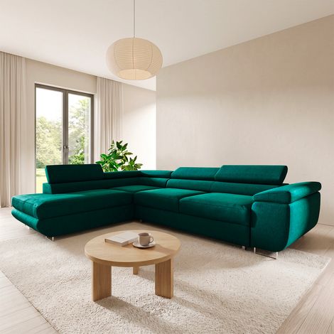 Ecksofa, links umwandelbar, 4-sitzig Lyam Tannengrün (1/5)