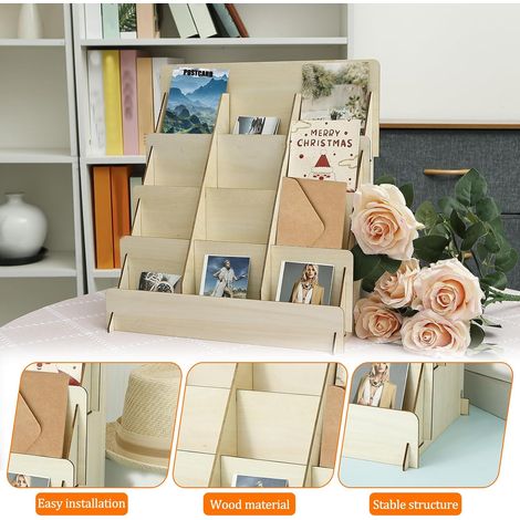 Présentoir à Cartes Collection 4 étages En Bois Massif – Pour 16 Cartes Gradées Ou 20 Magnet Holders – Style Vintage