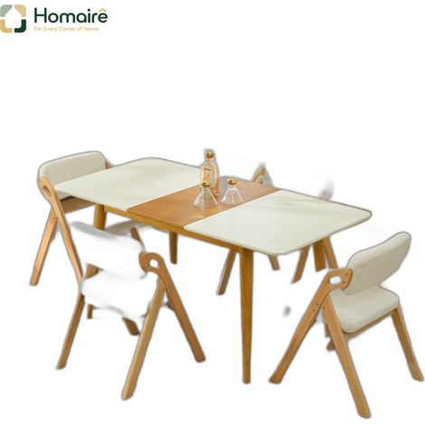 Esszimmerstuhl aus Massivholz beige 59 x 52 x 77 cm HOMAIRE (1/5)