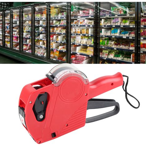 Étiqueteuse manuelle 8 chiffres avec pistolet à étiquettes, sortie crantée, rouleau de prix, machine à tarifer pour supermarché et commerce (1/5)