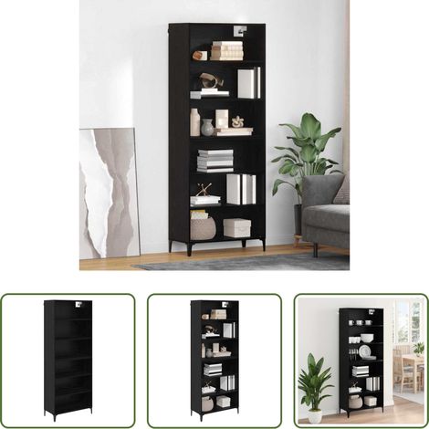 Hochbecken - Highboard Schwarz Eichen-Optik 69,5 x 34 x 180 cm Holzwerkstoff (1/5)