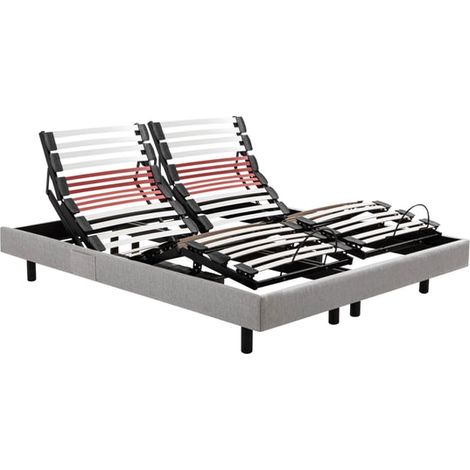 Sommier electrique Epeda HORIZON 2x90x200 Chiné Gris Lattes (1/8)