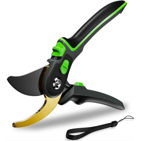Forbici da potatura Falcon, lama bypass, acciaio giapponese e rivestimento in teflon, cesoie da giardino in titanio di alta qualità, tagliasiepi con manici in spugna e protezione di sicurezza (1/5)